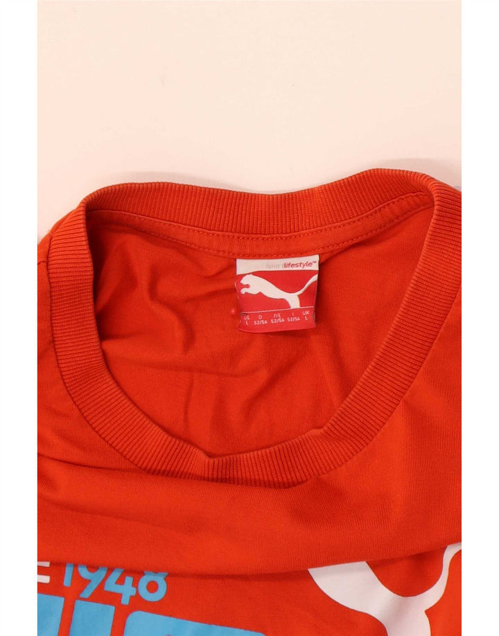 Мужская футболка с рисунком Puma, большая оранжевая