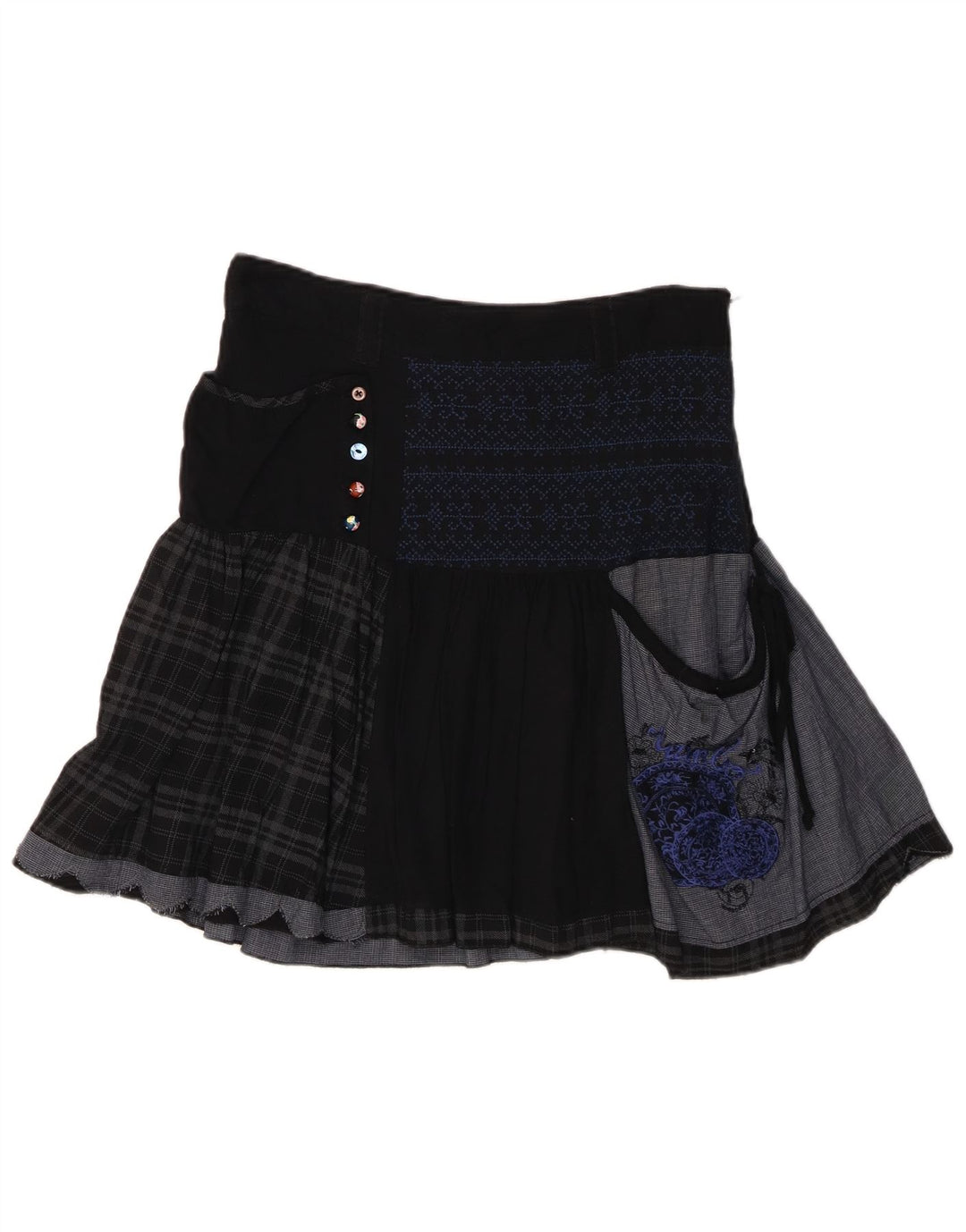 Женская мини-юбка Desigual EU 38 Medium W30 Черная лоскутная вискоза