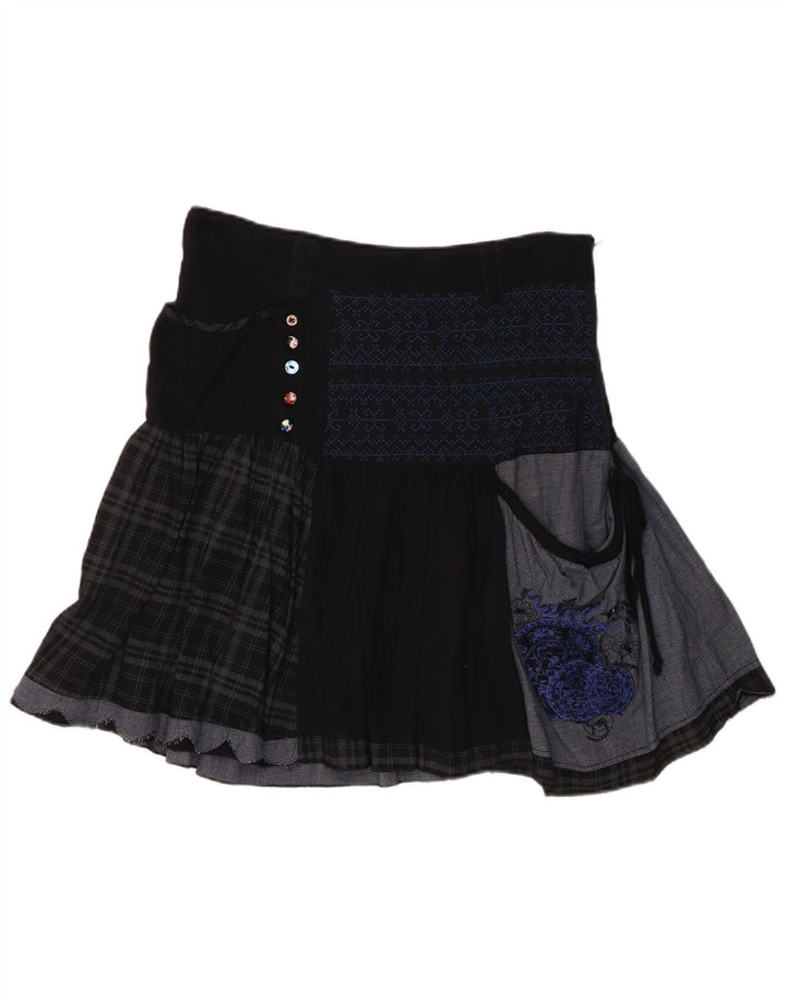 Женская мини-юбка Desigual EU 38 Medium W30 Черная лоскутная вискоза