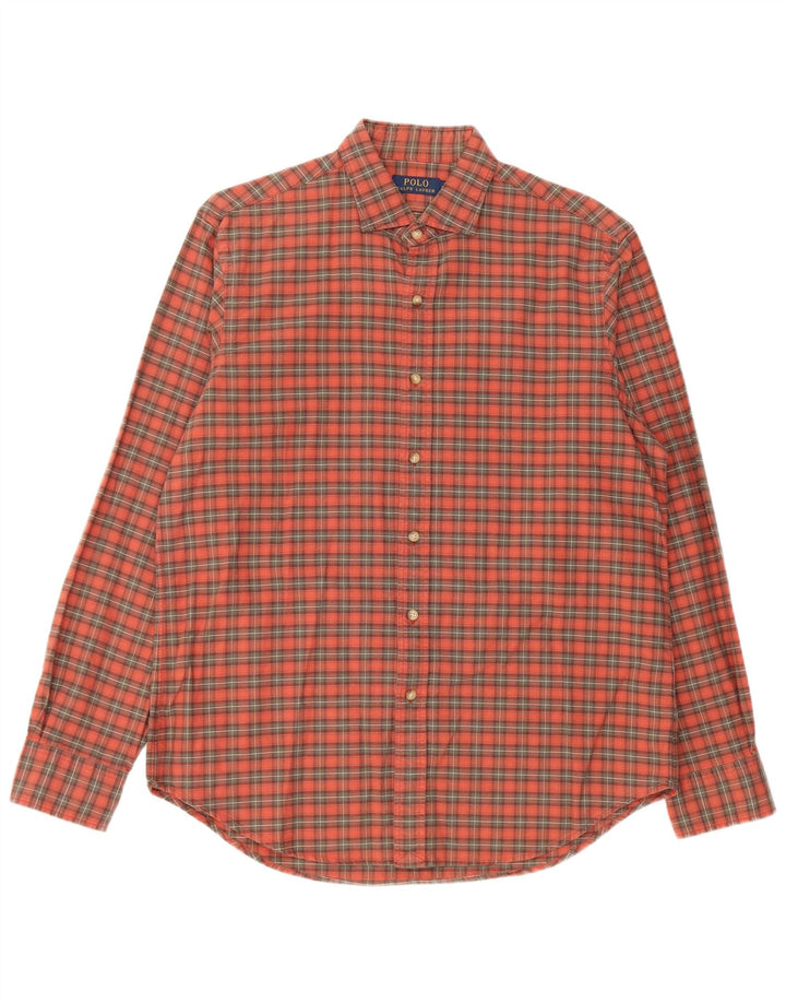Мужская рубашка Polo Ralph Lauren в крупную оранжевую клетку из хлопка