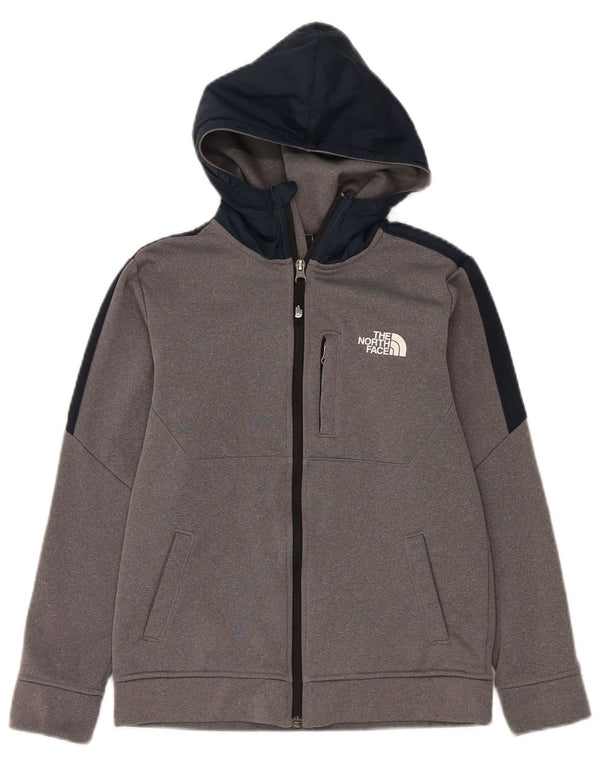 Свитер с капюшоном на молнии для мальчиков The North Face, 11–12 лет, большой серый с цветными блоками