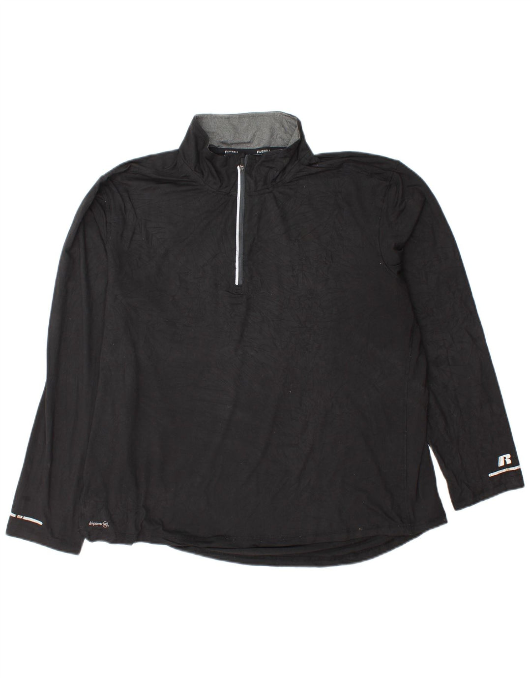 Мужской топ Russell Athletic Dri-Power с воротником на молнии и длинными рукавами XL, черный полиэстер