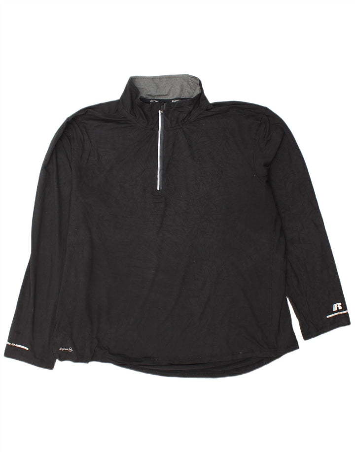 Мужской топ Russell Athletic Dri-Power с воротником на молнии и длинными рукавами XL, черный полиэстер