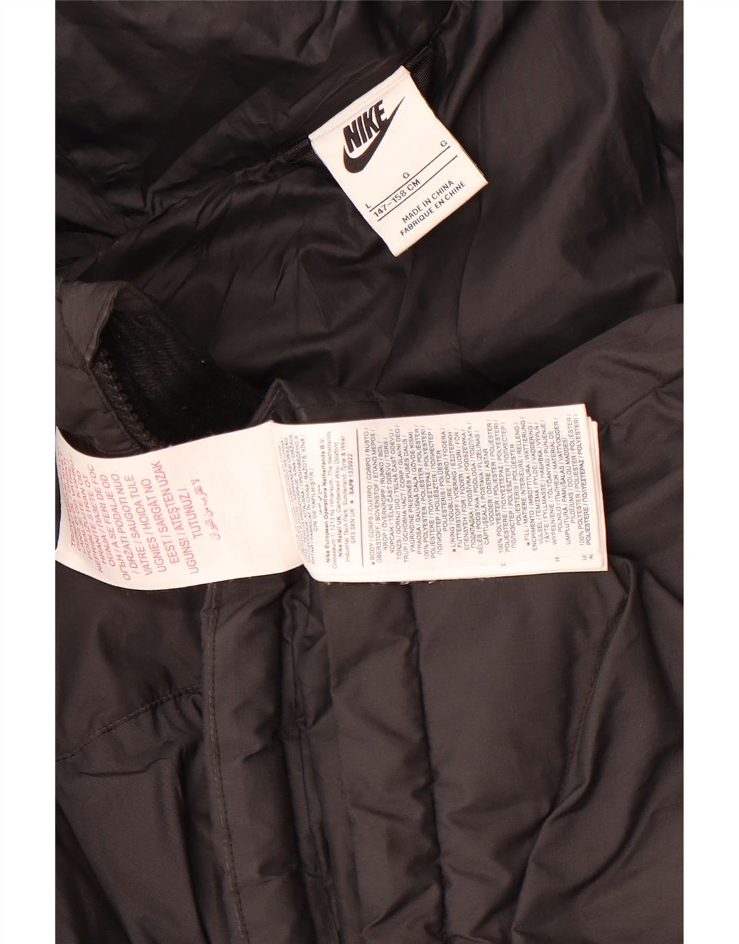 Утепленная куртка с капюшоном Nike для мальчиков 12–13 лет, большая черная полиэстер