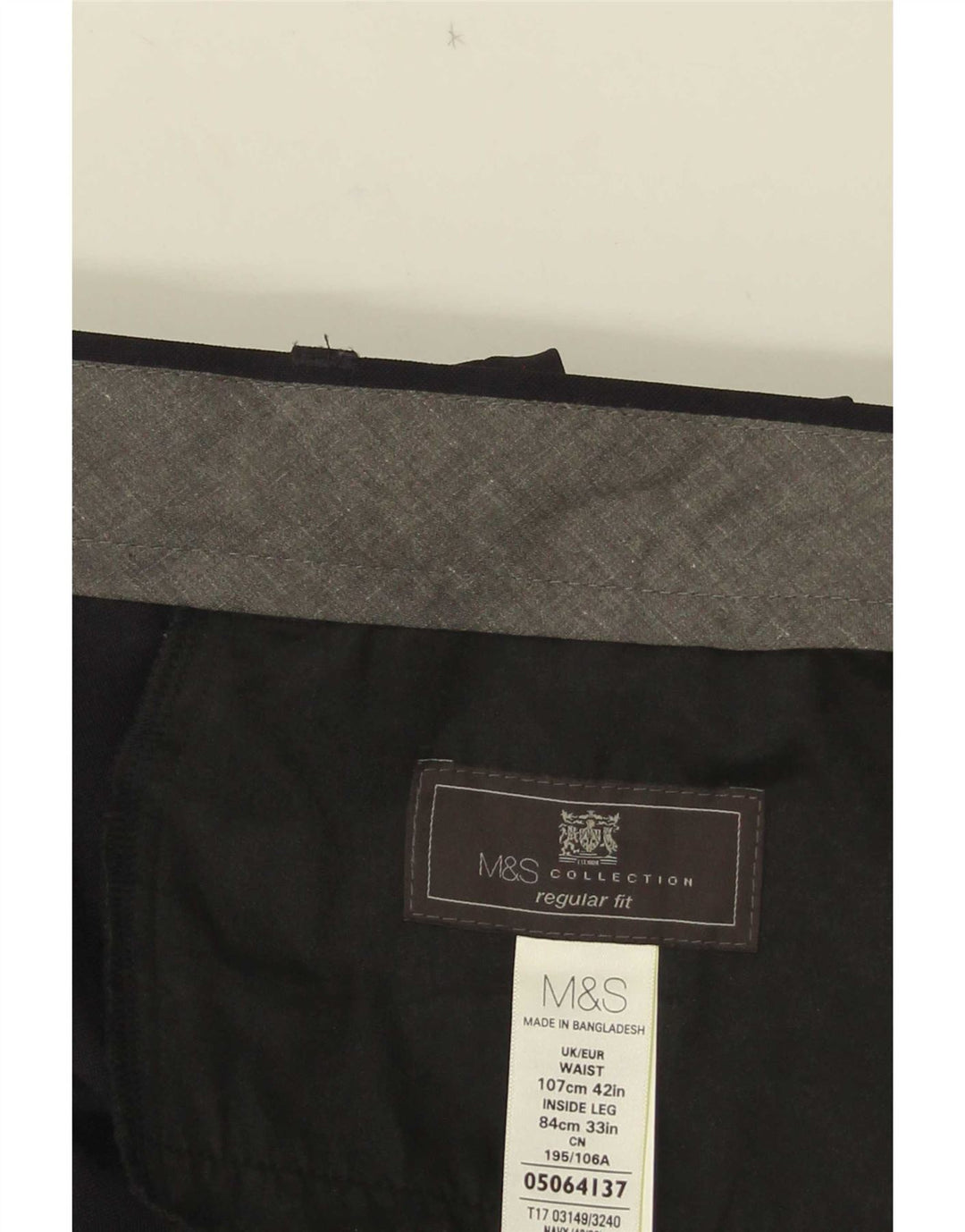 Мужские прямые костюмные брюки стандартного кроя Marks & Spencer W42 L29 черные