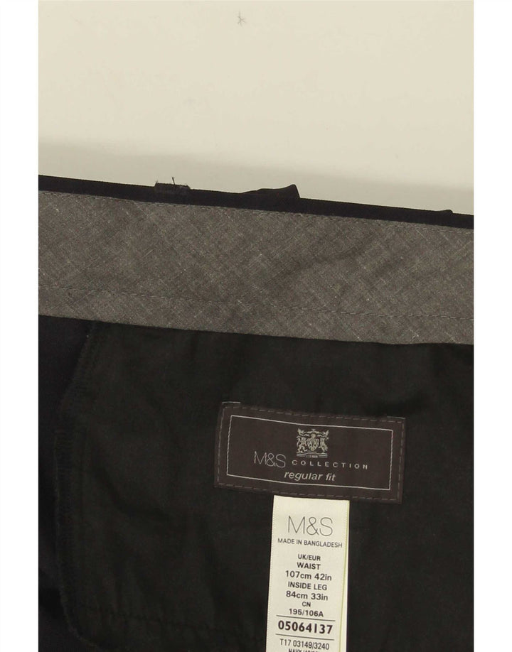 Мужские прямые костюмные брюки стандартного кроя Marks & Spencer W42 L29 черные