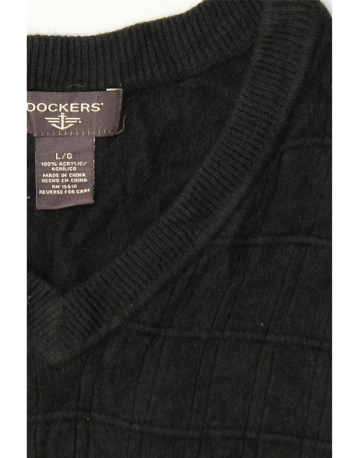 DOCKERS Mens Vest Tank Top Large Black Acrylic Vintage Dockers and Second-Hand Dockers from Messina Hembry 