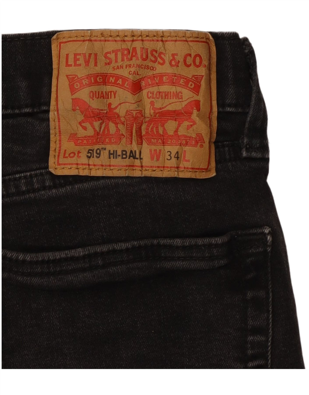 Мужские джинсы скинни LEVI'S 519 Hi-Ball W34 L28, черный хлопок