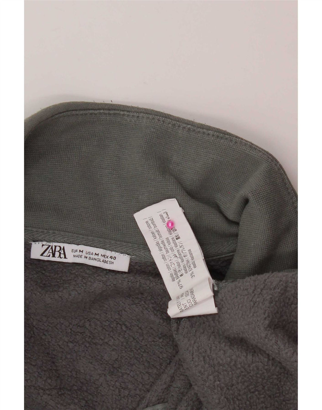 Мужской свитшот с воротником на молнии Zara, хлопковый джемпер среднего серого цвета