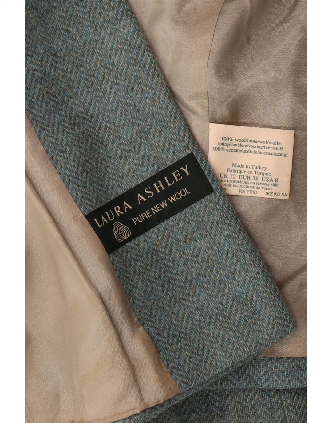 LAURA ASHLEY Женский укороченный пиджак на 3 пуговицах, Великобритания 12, средний синий, шерсть