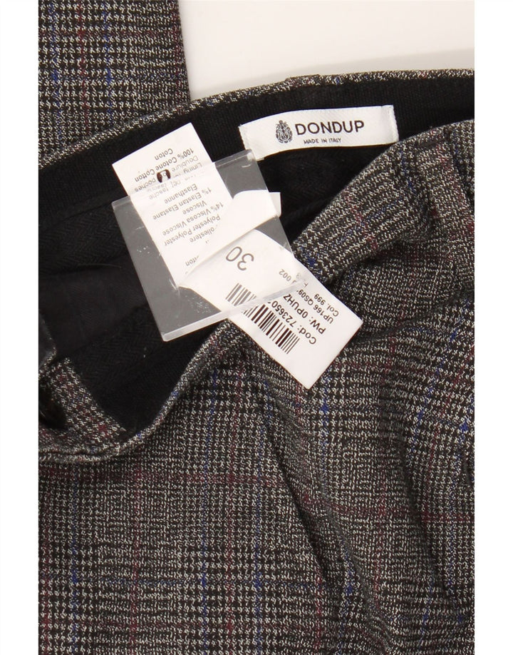 Dondup Мужские узкие брюки-чиносы W30 L30 серые в клетку из хлопка