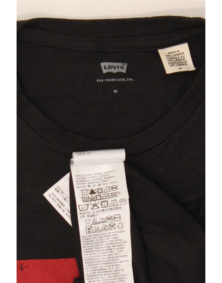 Мужская футболка с рисунком Levi's, верх среднего размера, черный хлопок, хлопок