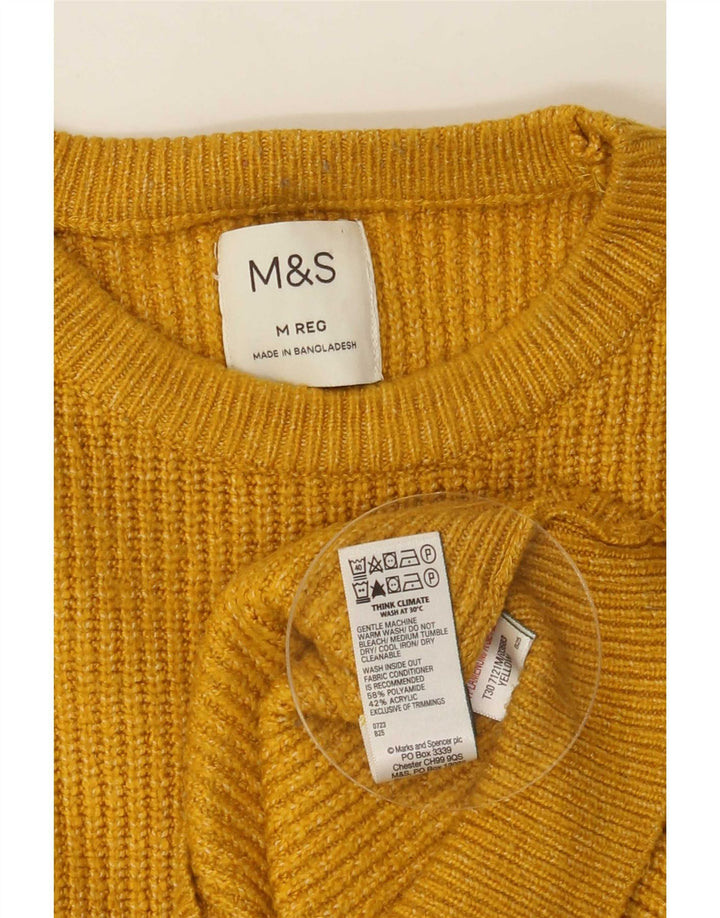 Мужской джемпер с круглым вырезом Marks & Spencer, средний желтый полиамид