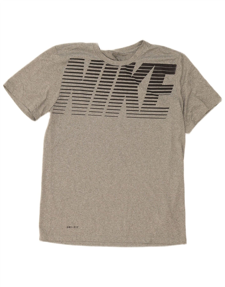 Мужская футболка Nike Dri Fit с графикой, верх из полиэстера среднего серого цвета