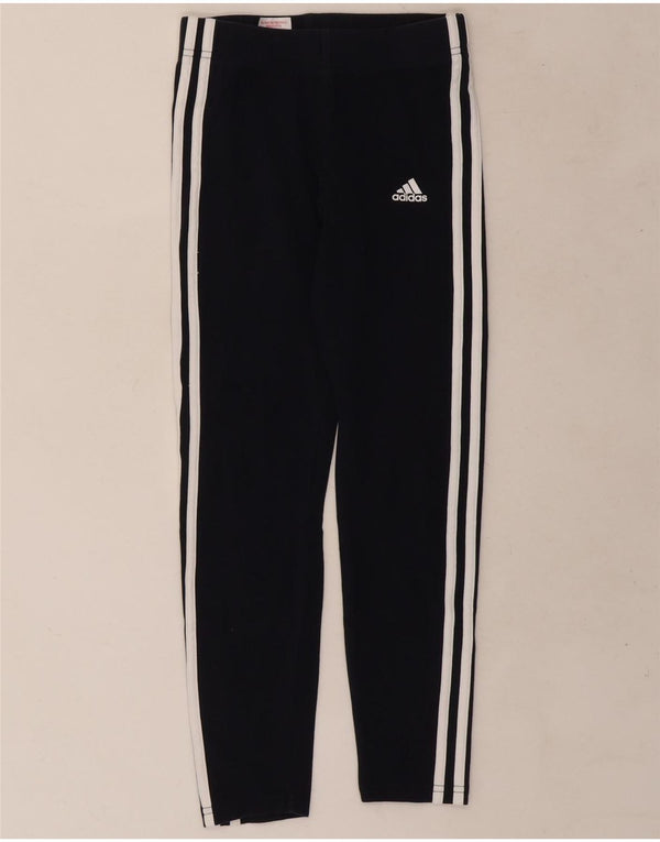 Леггинсы Adidas для девочек 11-12 лет, темно-синие, хлопковые