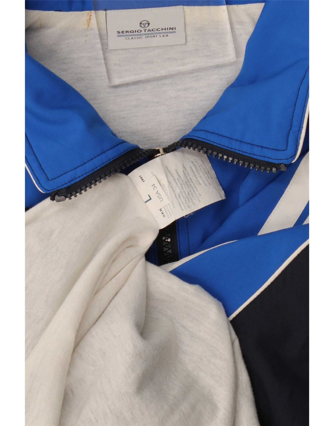Мужская спортивная куртка Sergio Tacchini, большая темно-синяя, с цветными блоками
