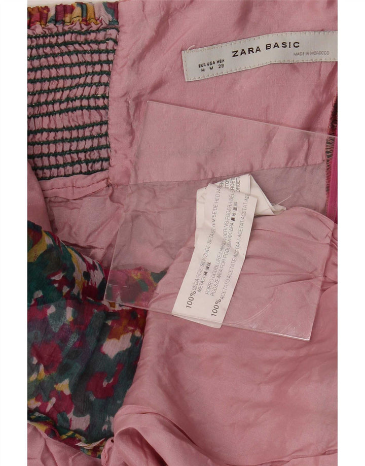 Женское платье без бретелек Zara UK 12, средний разноцветный цветочный принт