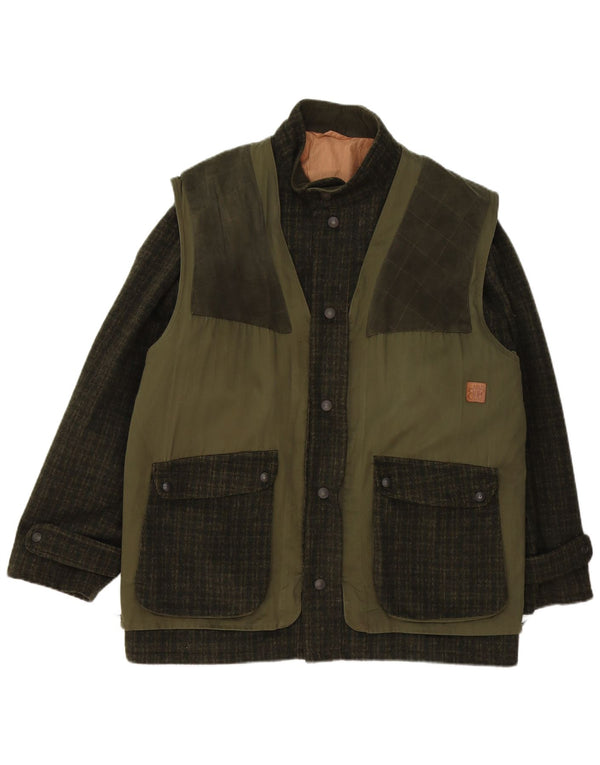 Мужская куртка в деловом стиле Belfe & Belfe IT 54 2XL, зеленая шерсть в клетку