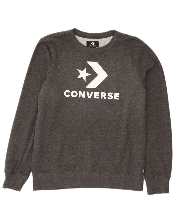 Свитшот Converse с рисунком для мальчиков, 13–14 лет, XL, серый хлопок с крапинками