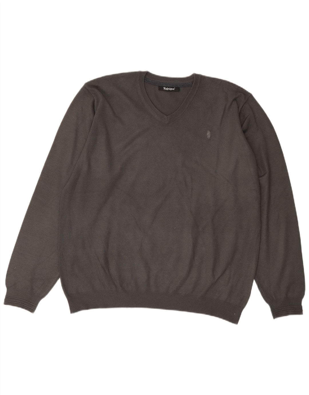REFRIGUE Womens V-Neck Jumper Sweater UK 20 2XL Grey Viscose