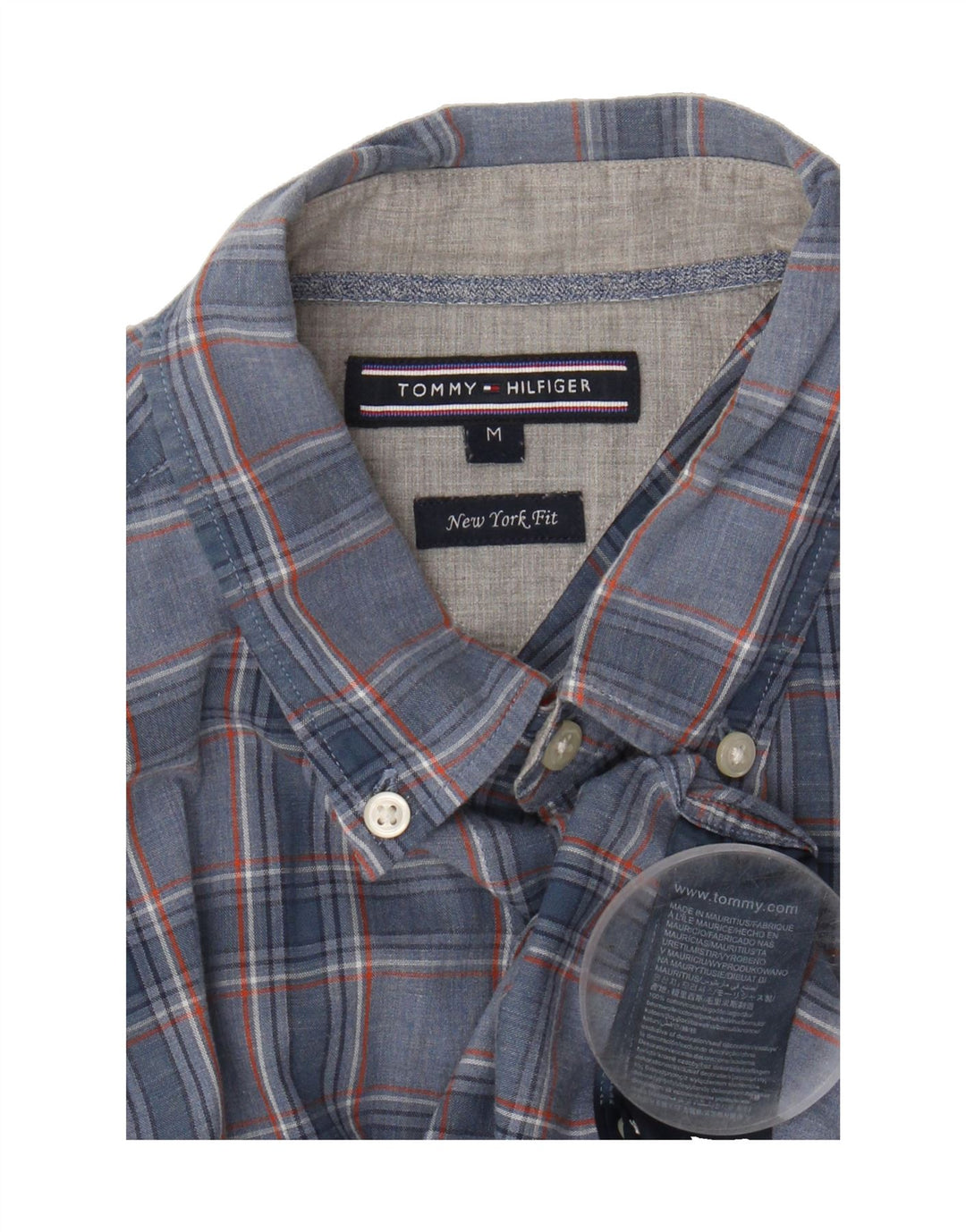 TOMMY HILFIGER Mens New York Fit Shirt Medium Blue Check Cotton Vintage Tommy Hilfiger and Second-Hand Tommy Hilfiger from Messina Hembry 