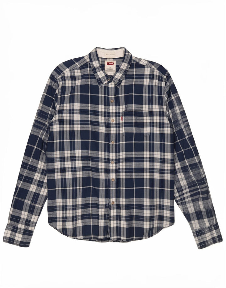 Мужская рубашка Levi's 2XL, синяя льняная клетка