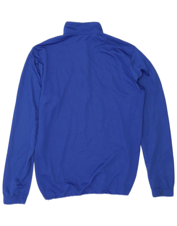 Adidas Mens Leeds United FC Футболка на молнии с графическим принтом и длинными рукавами, средний синий