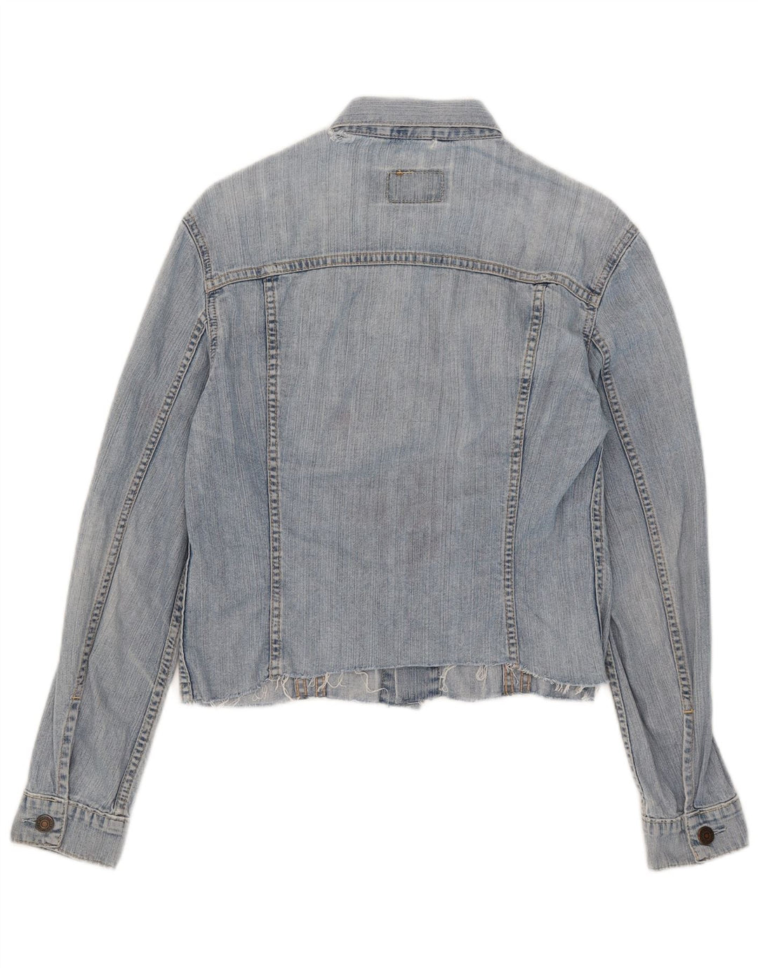 Укороченная джинсовая куртка Levi's для девочек 10-11 лет, хлопковая ткань среднего синего цвета
