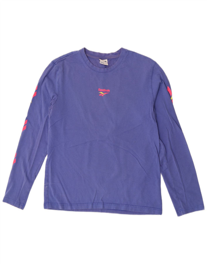 Мужской топ Reebok с длинным рукавом и рисунком, средний фиолетовый, хлопок