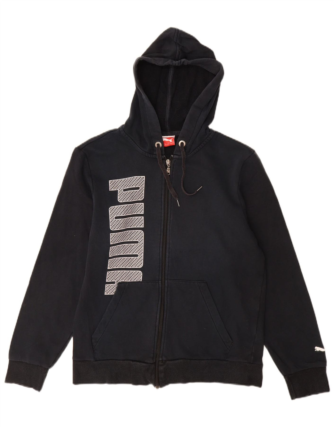 Женский свитер с капюшоном на молнии с графическим рисунком PUMA UK 10, маленький, черный, хлопок