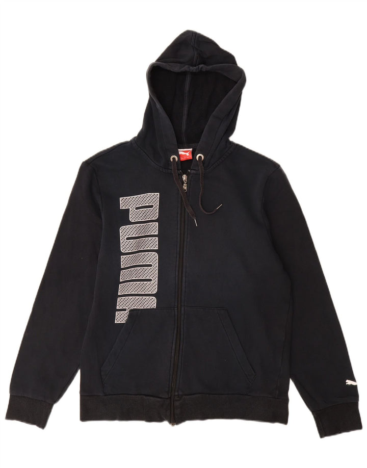 Женский свитер с капюшоном на молнии с графическим рисунком PUMA UK 10, маленький, черный, хлопок