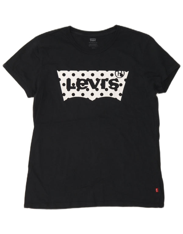 Женская футболка оверсайз с рисунком Levi's Top UK 10, маленькая, черная
