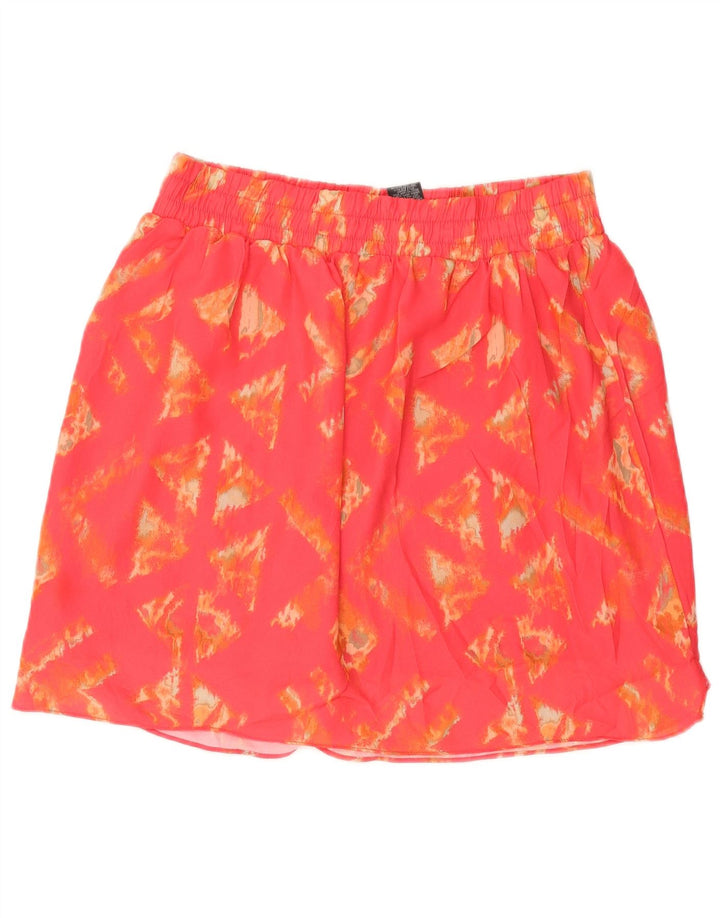 MOSSIMO Женская мини-юбка, большая W32, розовая, полиэстер с геометрическим рисунком