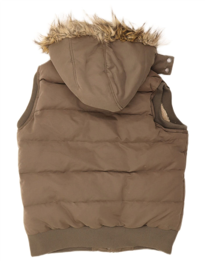 Женская стеганая куртка с капюшоном Fat Face UK 14, средний цвет хаки, полиэстер