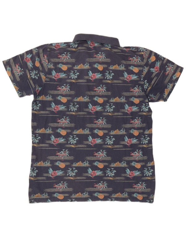 Мужская рубашка-поло Jack & Jones, большая темно-синяя хлопковая рубашка с цветочным принтом
