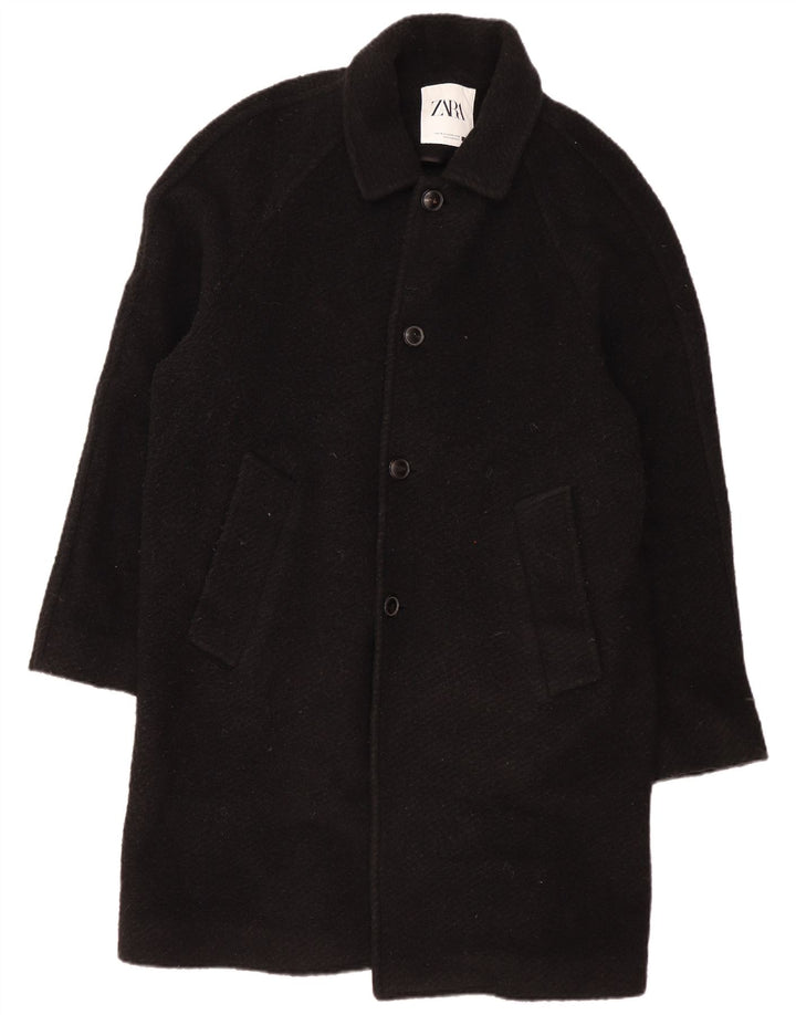 Мужское пальто Zara UK 40, большое черное шерстяное