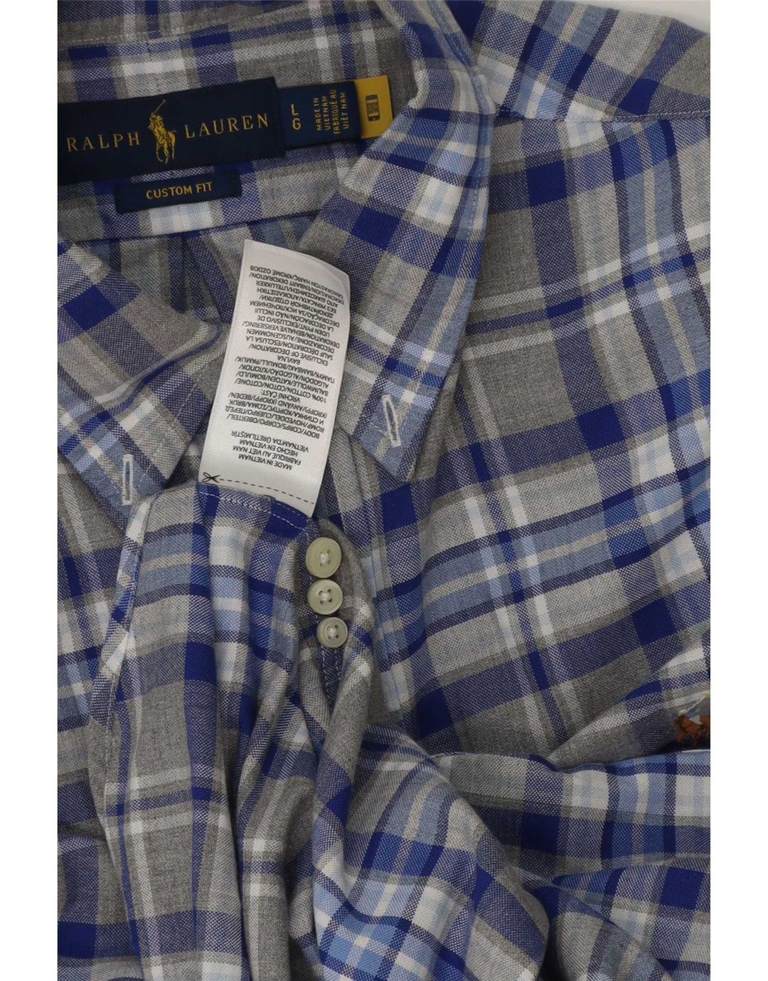 Мужская рубашка индивидуального кроя Ralph Lauren, большая серая клетка, хлопок