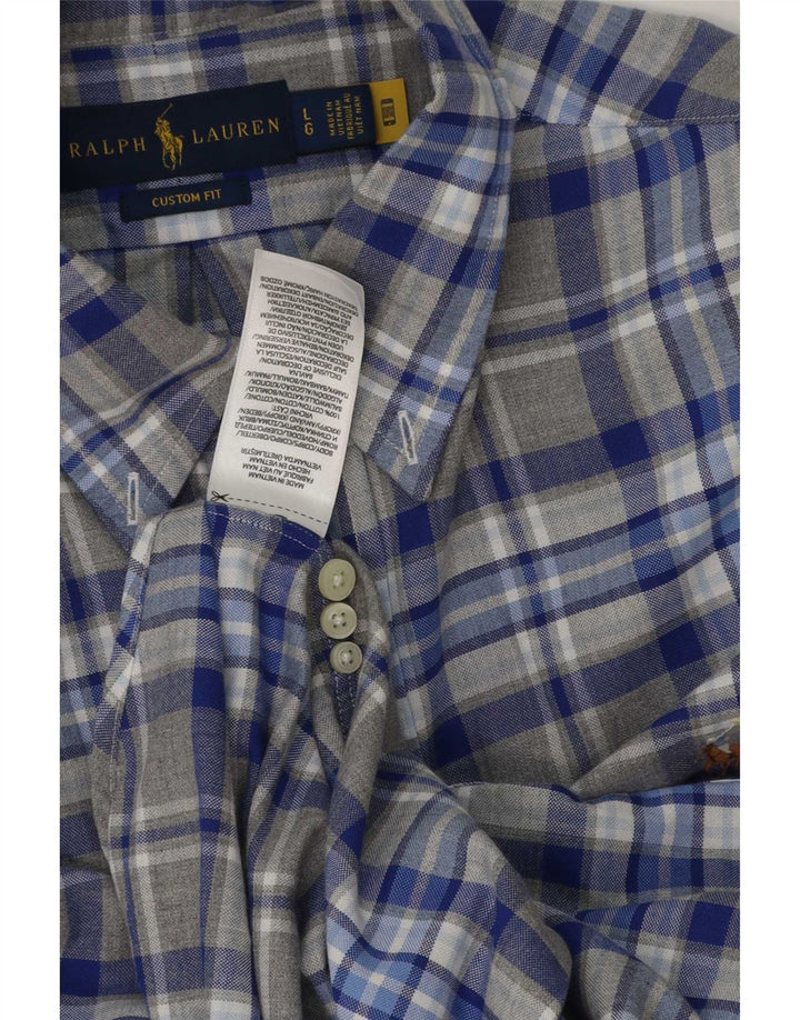 Мужская рубашка индивидуального кроя Ralph Lauren, большая серая клетка, хлопок