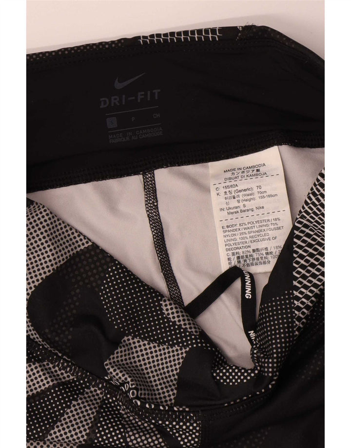 Женские леггинсы-капри Nike UK 8, маленькие черные полиэстер с цветочным принтом