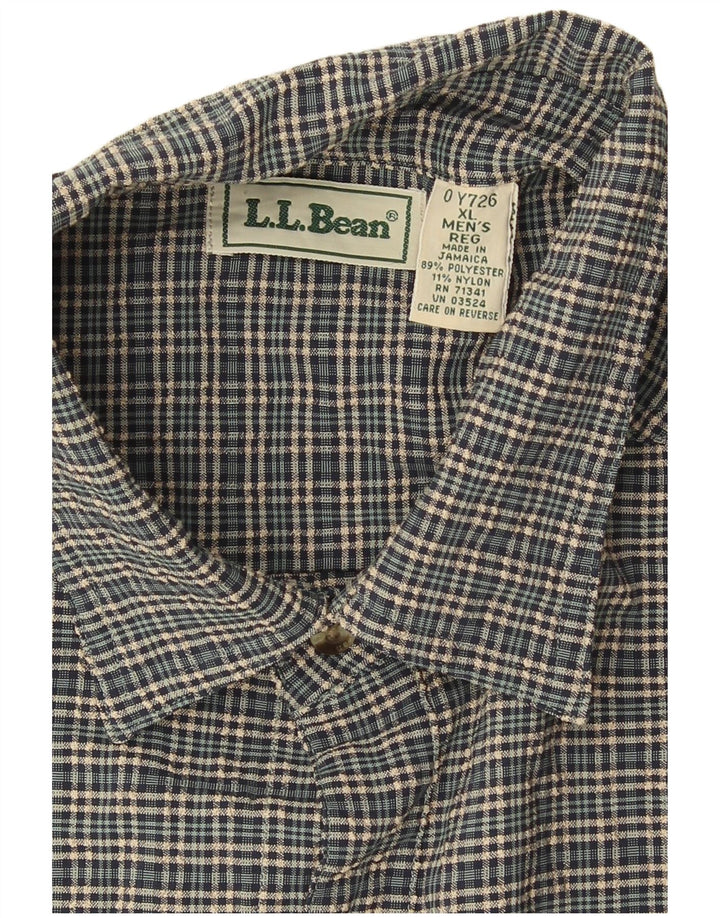 Мужская фланелевая рубашка L.L.Bean XL, полиэстер в зеленую клетку