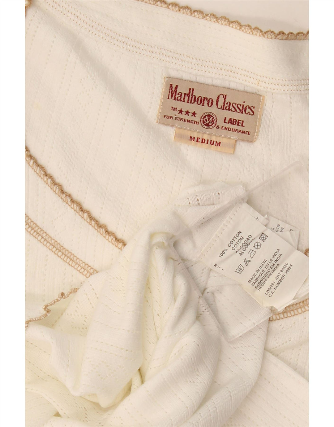 Женская футболка Marlboro Classics Top UK 12, средний цвет, белый хлопок