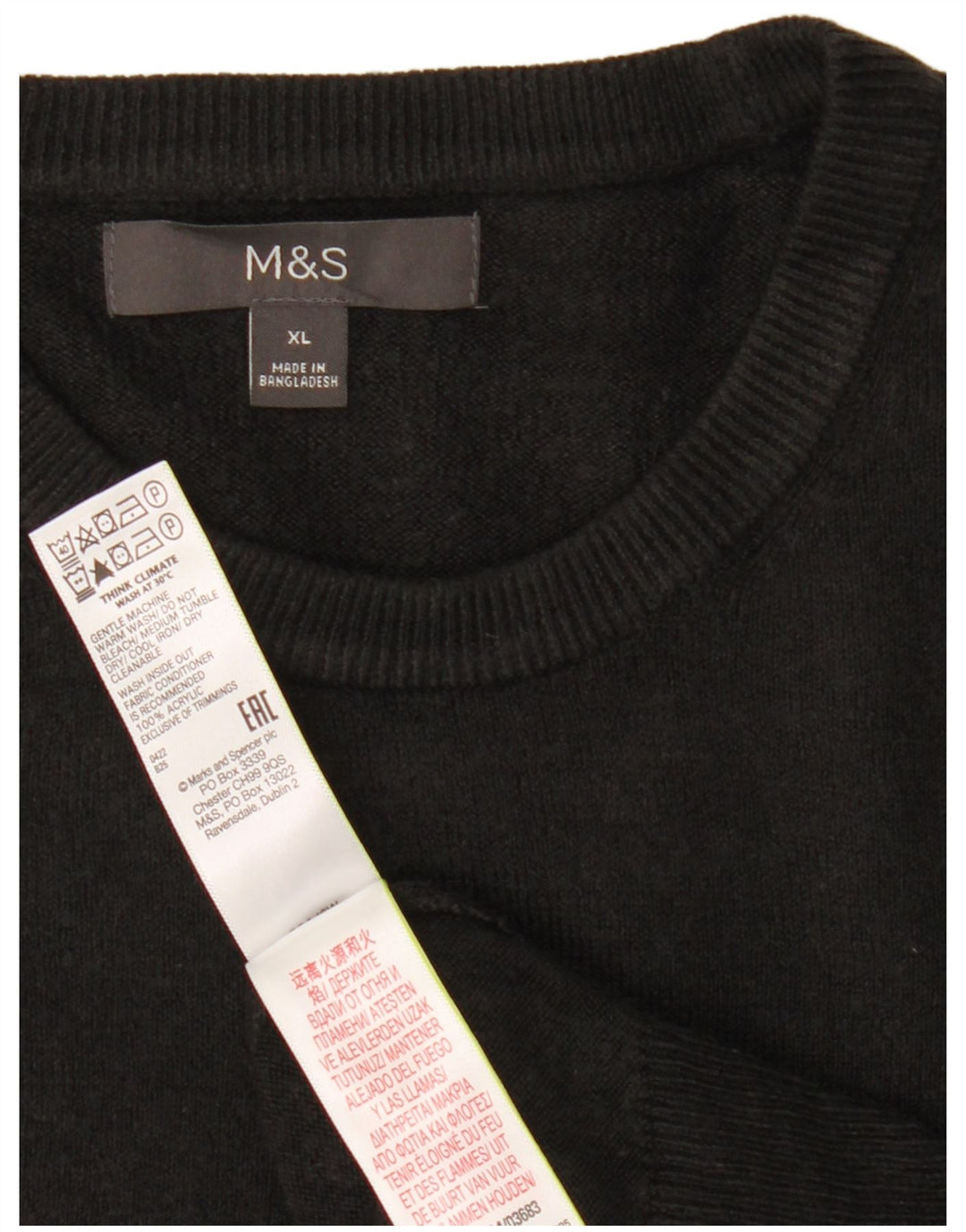 Мужской джемпер с круглым вырезом Marks & Spencer XL, черный акрил