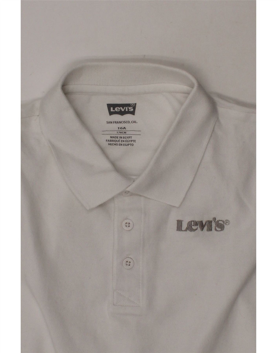 LEVI'S Boys Polo Shirt 15-16 Years White Cotton Vintage Levi's and Second-Hand Levi's from Messina Hembry 