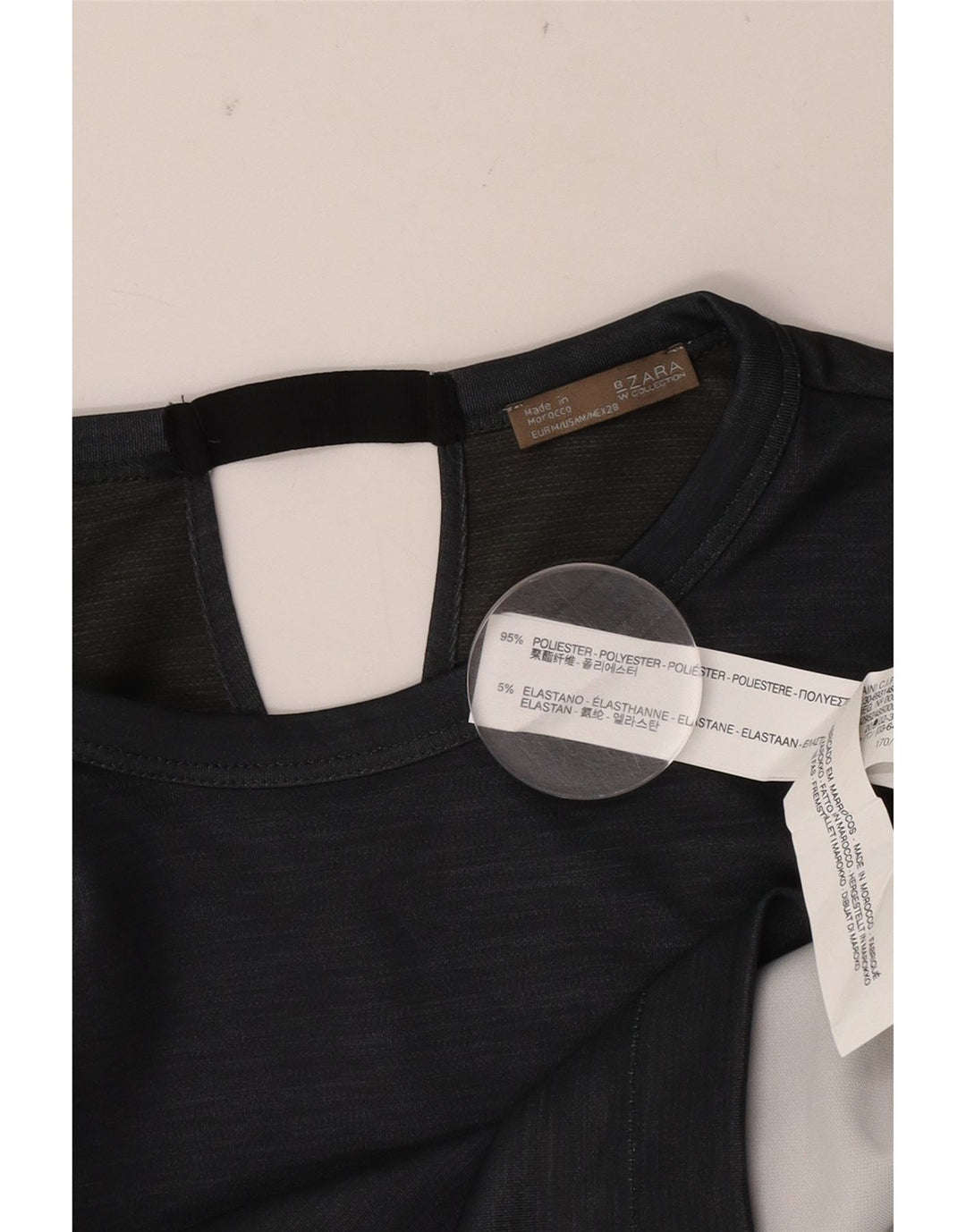 Женская укороченная футболка Zara UK 14, средний серый полиэстер