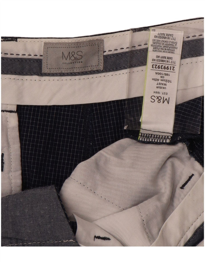Мужские шорты чинос Marks & Spencer W40 XL, темно-синие, хлопковые в клетку