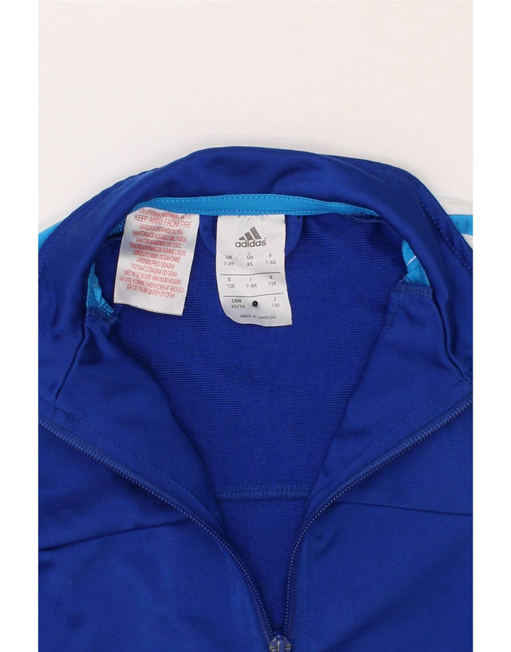 ADIDAS Boys Tracksuit Top Jacket 7-8 Years Blue Colourblock Polyester Vintage Adidas and Second-Hand Adidas from Messina Hembry 