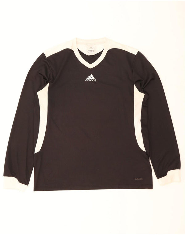 Мужской топ Adidas Climalite с длинным рукавом, большой черный, полиэстер с цветными блоками