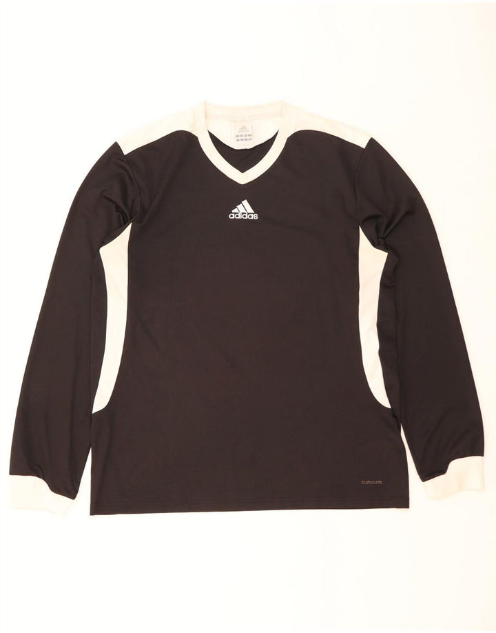 Мужской топ Adidas Climalite с длинным рукавом, большой черный, полиэстер с цветными блоками