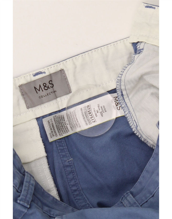 Мужские шорты чинос Marks & Spencer W30 среднего размера, темно-синие, хлопок
