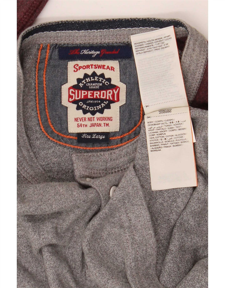 Superdry Мужской топ с длинным рукавом, большой серый цветной хлопок, хлопок